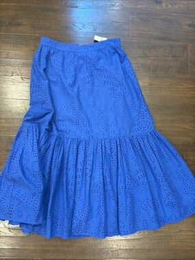 Ann Taylor Royal Blue Eyelet Tiered Maxi Skirt